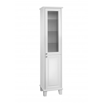 Carmen Tall White Marble Shelf and Black Ash Wood Bathroom Storage