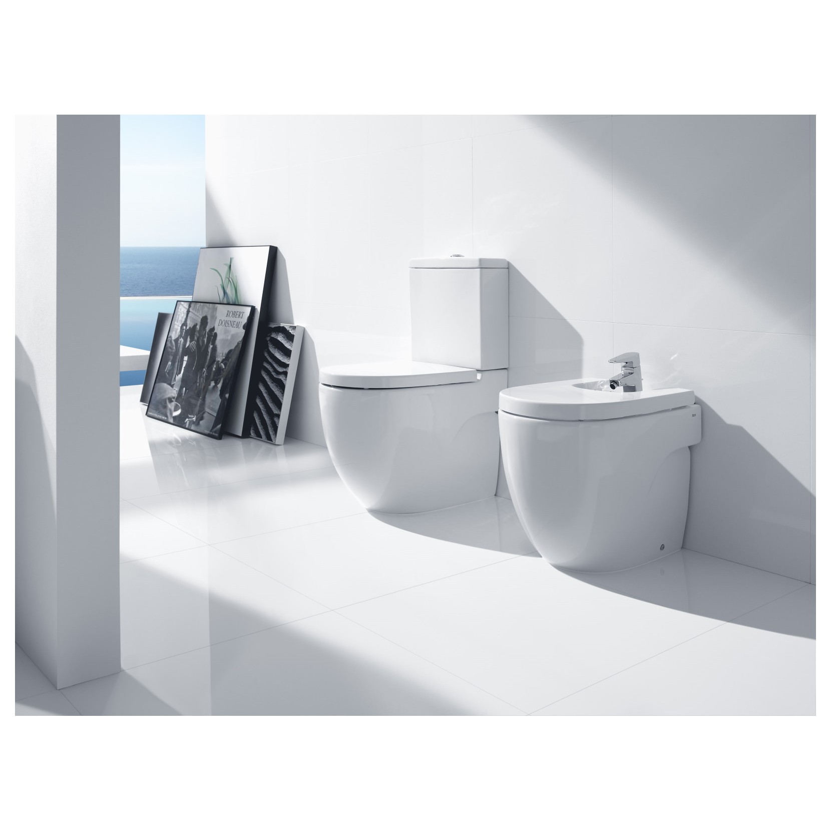 Vaso wc a pavimento filomuro ceramica Roca Mod. Meridian doppio scarico