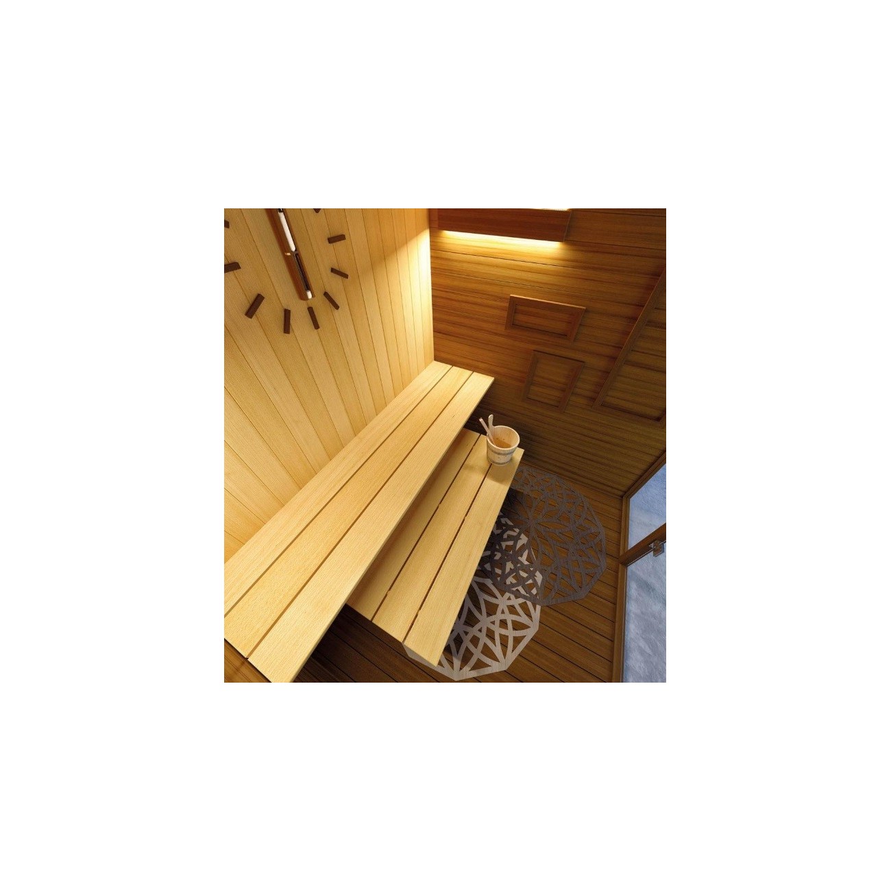 SAUNA FINLANDESE 6 POSTI 200X180 CM KING - VETRO 8MM - STUFA